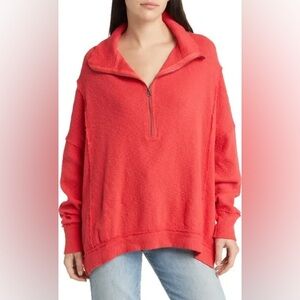 Women's Red Walk Away Half Zip Tunic Pullover